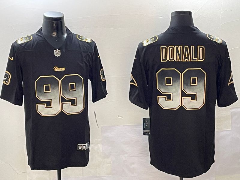 Men Los Angeles Rams #99 Donald Black Nike Smoke Fashion 2024 Limited NFL Jersey style 1